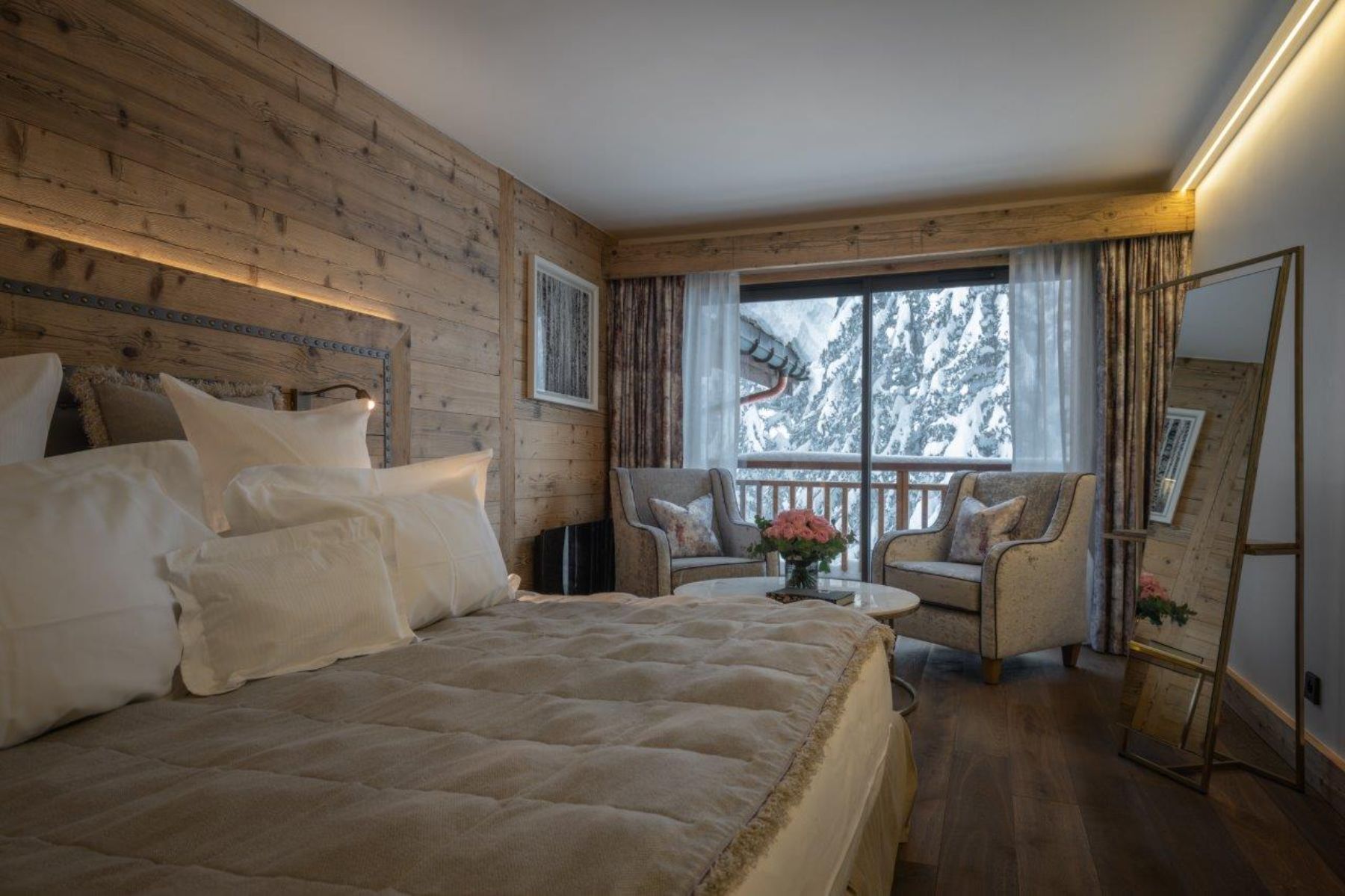 Prestige suite bedroom at Hotel La Sivolière in Courchevel