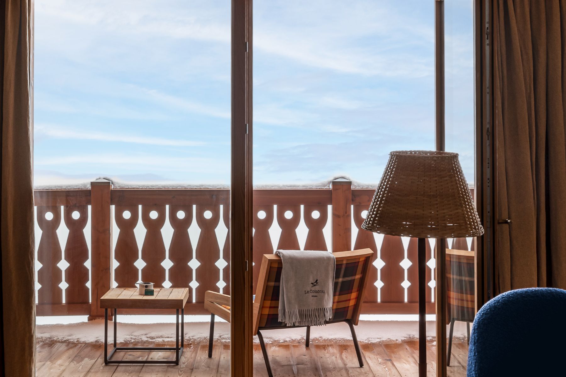 Guest chalet balcony at Le CouCou hotel in Meribel