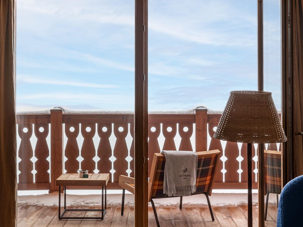 Guest chalet balcony at Le CouCou hotel in Meribel