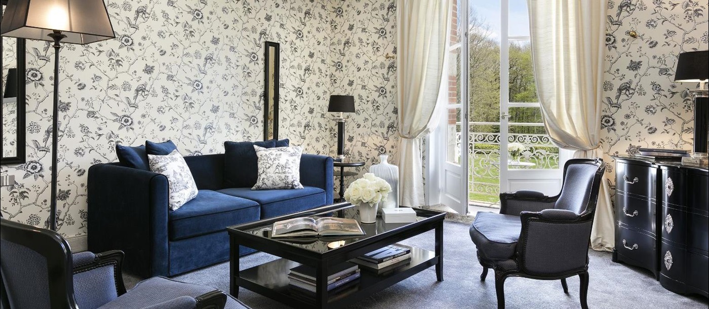 Guest room lounge at  Les Hauts de Loire in the Loire Valley, France