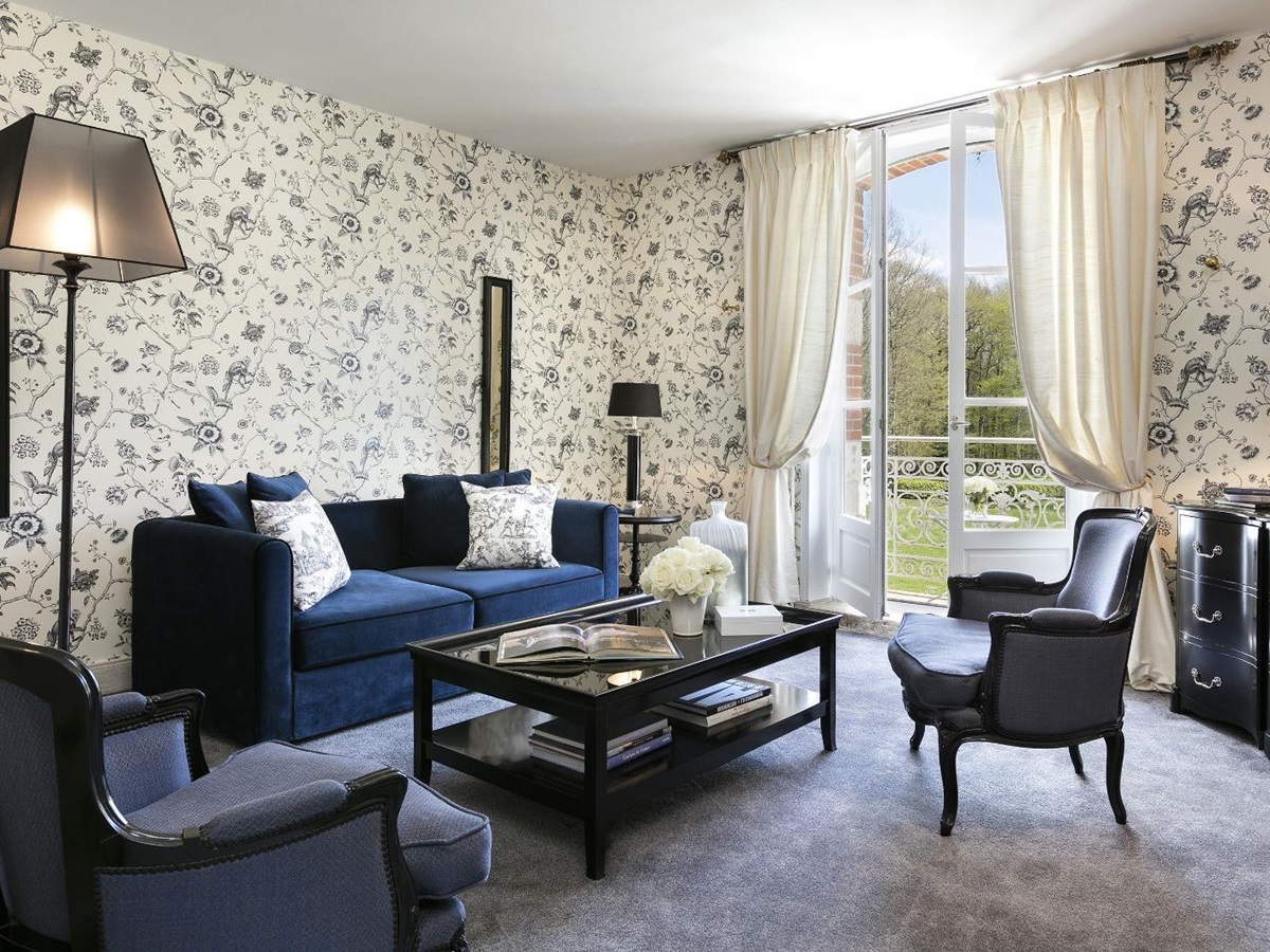 Guest room lounge at Les Hauts de Loire in the Loire Valley, France