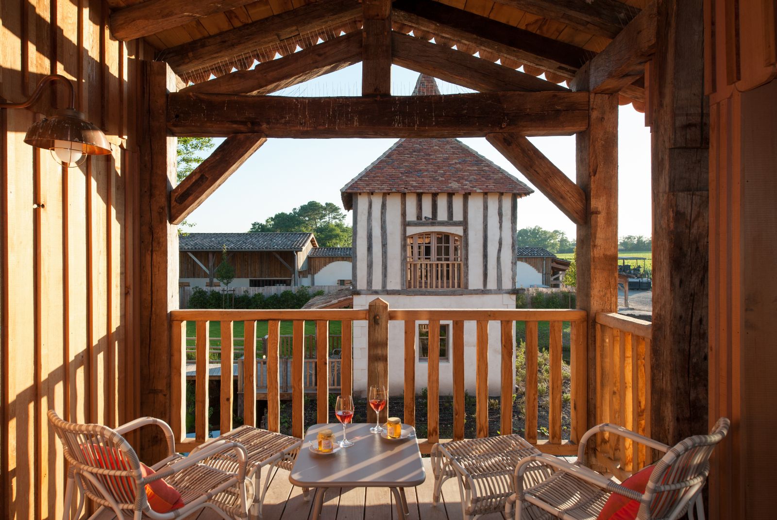 Balcony terrace view from Les Sources de Caudalie in South West France