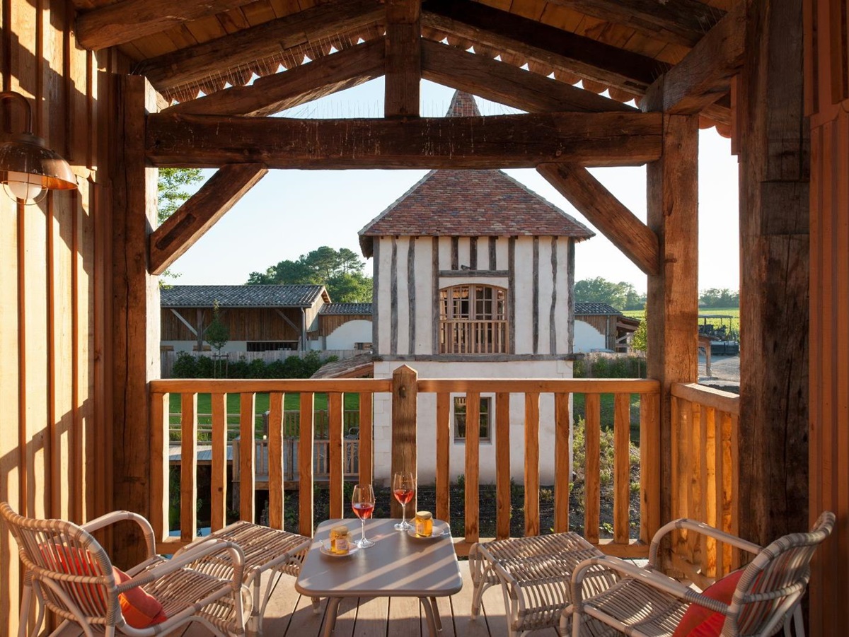 Balcony terrace view from Les Sources de Caudalie in South West France