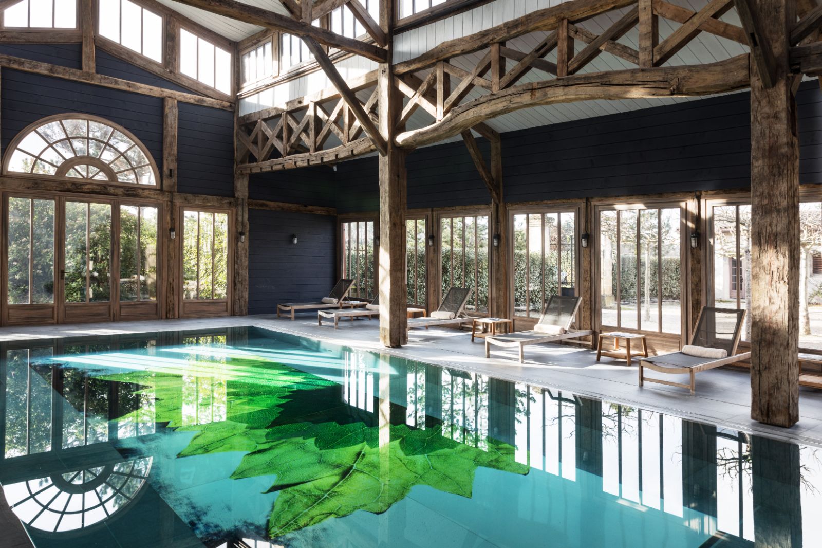 Indoor pool area at Les Sources de Caudalie in South West France
