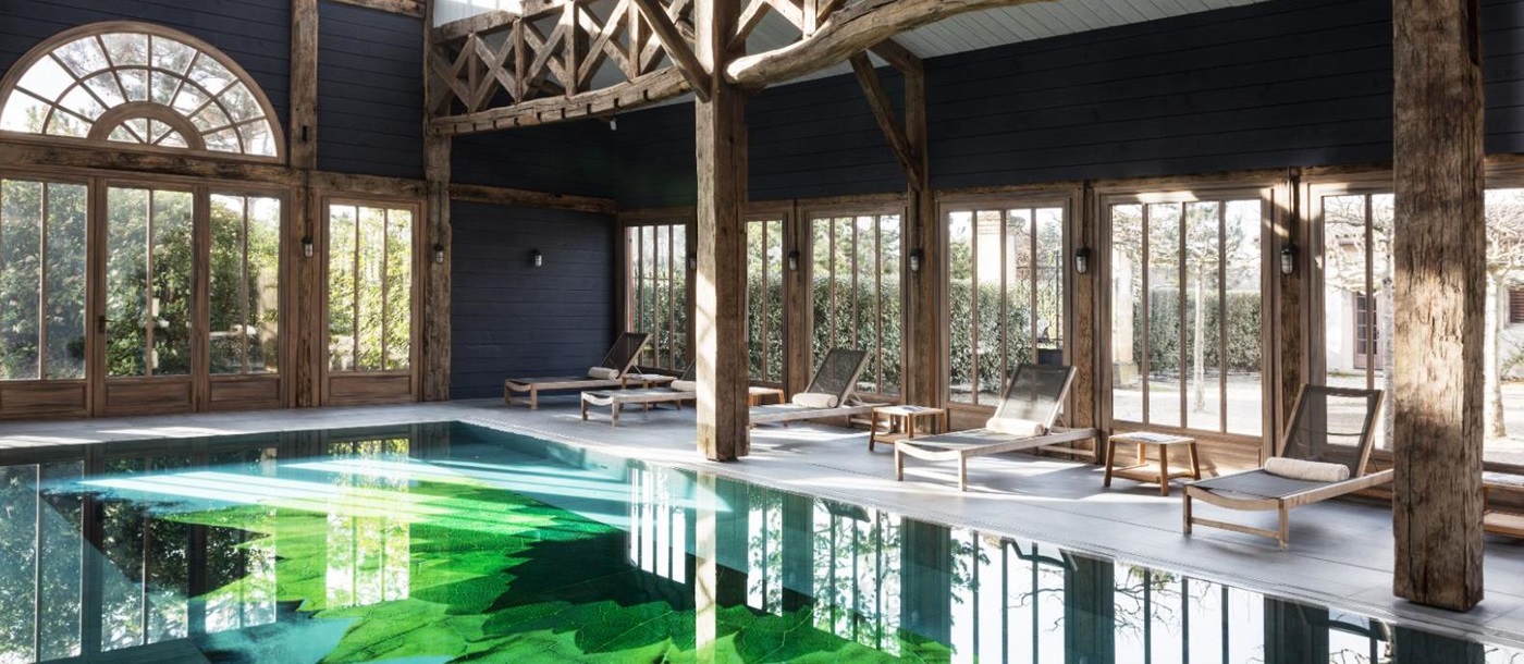 Indoor pool area at Les Sources de Caudalie in South West France