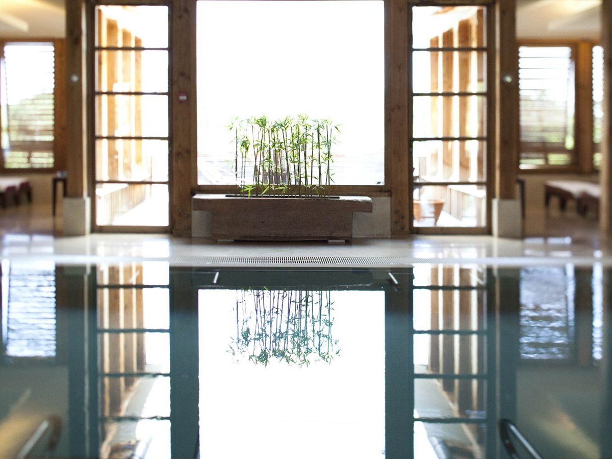 Indoor swimming pool at Les Sources de Caudalie in South West France