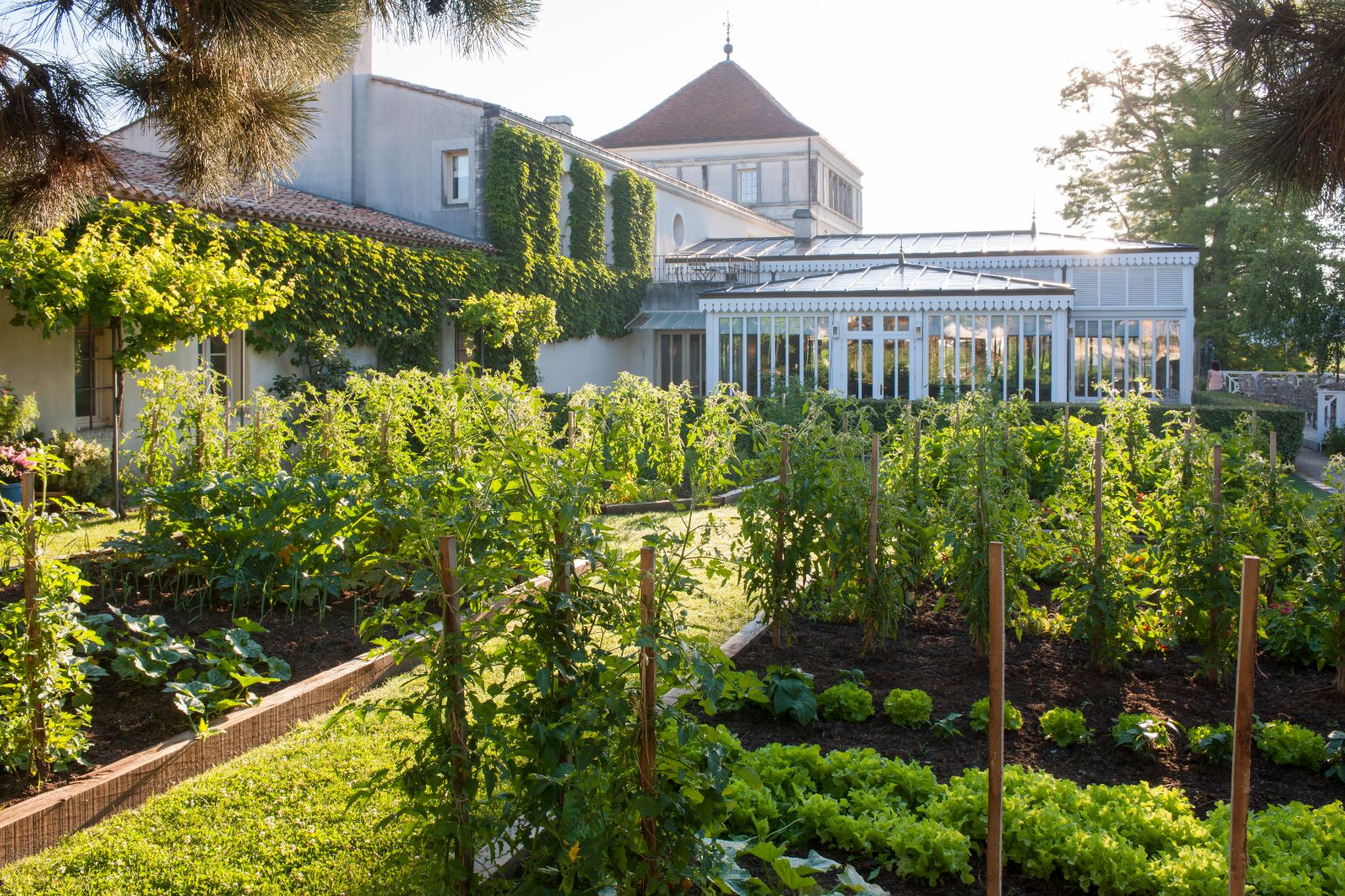 Gardens outside La Grand'Vigne Restaurant at Les Sources de Caudalie in South West France