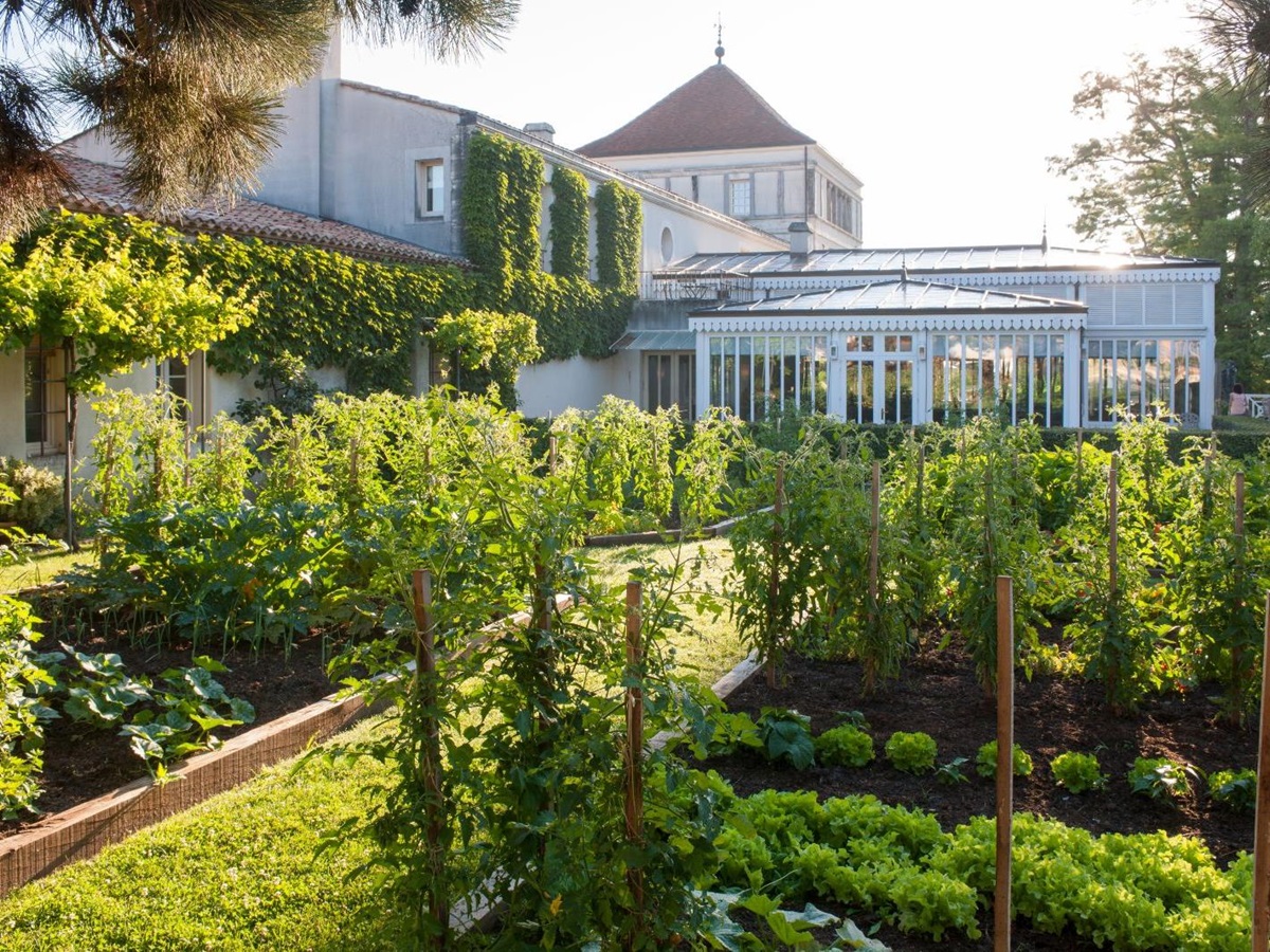 Gardens outside La Grand'Vigne Restaurant at Les Sources de Caudalie in South West France