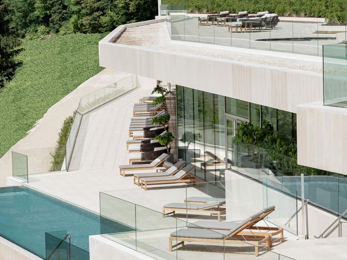 Pool and terrace at the Royal Champagne Hotel and Spa in France