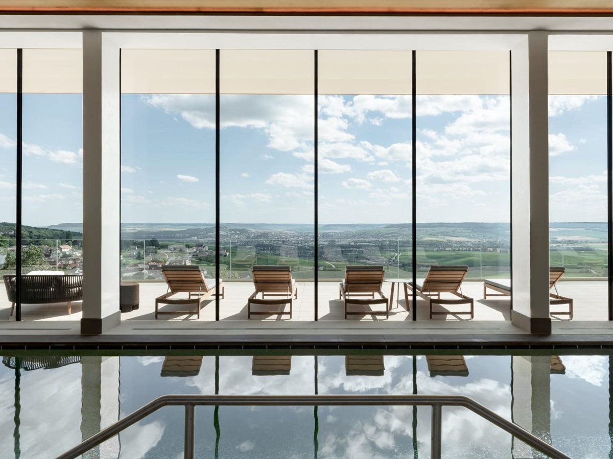 View from the pool at Royal Champagne Hotel and Spa in France