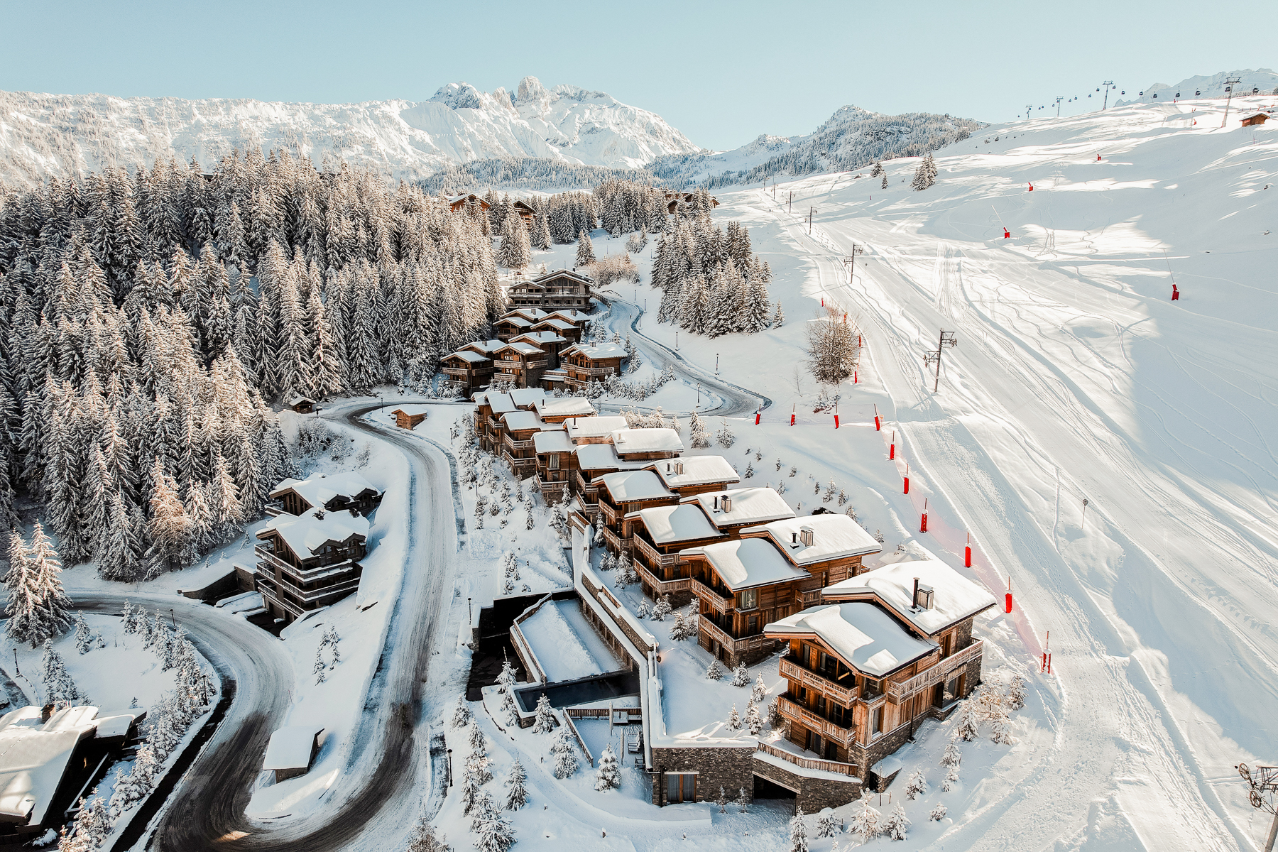 Aerial view of Ultima Hotel Courchevel in France