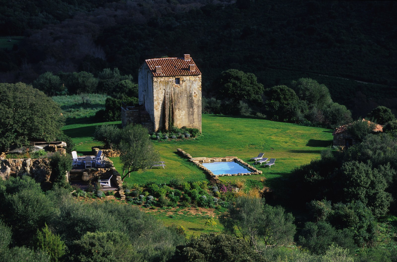 Exterior of A Figa, Corsica, from afar