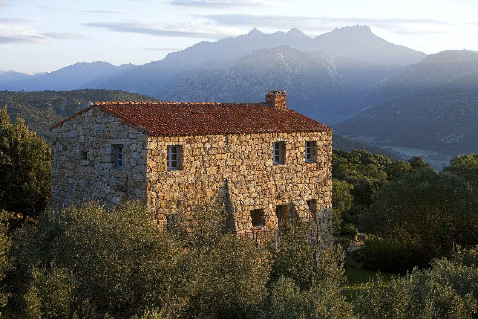 Exterior and mountainous backdrop of A Liccia, Corsica