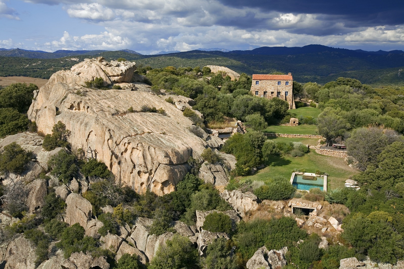 Facade, swimming pool and grounds of A Liccia, Corsica