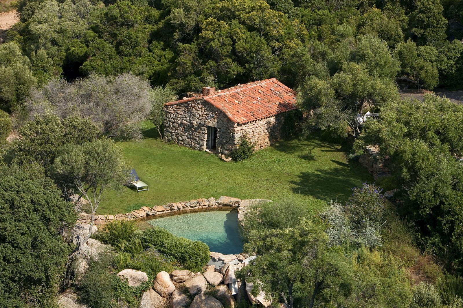 Aerial of A Nepita, Corsica, and swimming pool