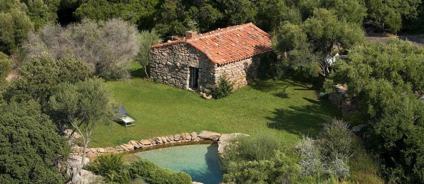 Aerial of A Nepita, Corsica, and swimming pool