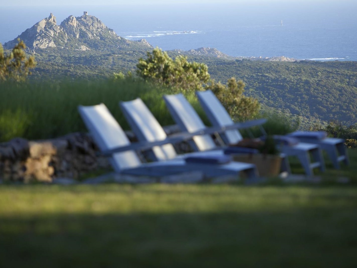 Sunbed and view from I Pini, Corsica