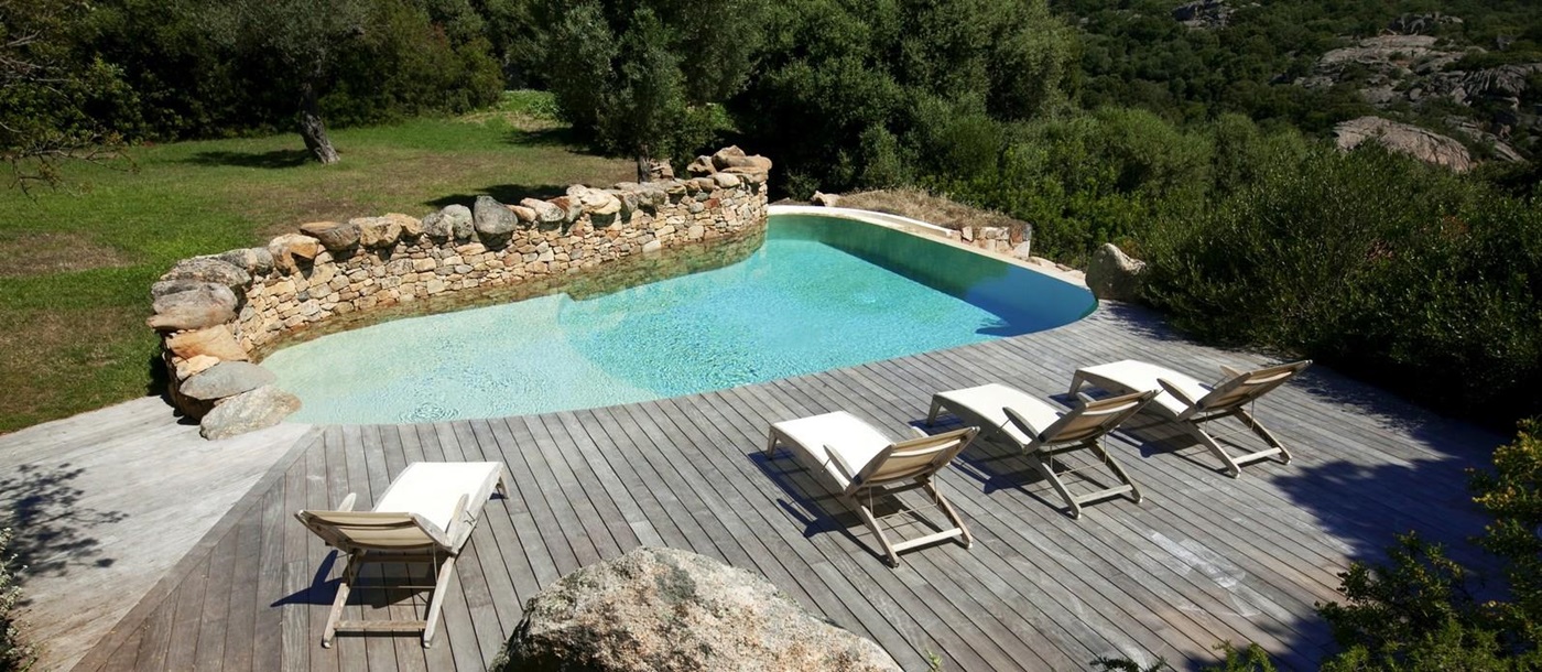 swimming pool and terrace of Nivara, Corsica