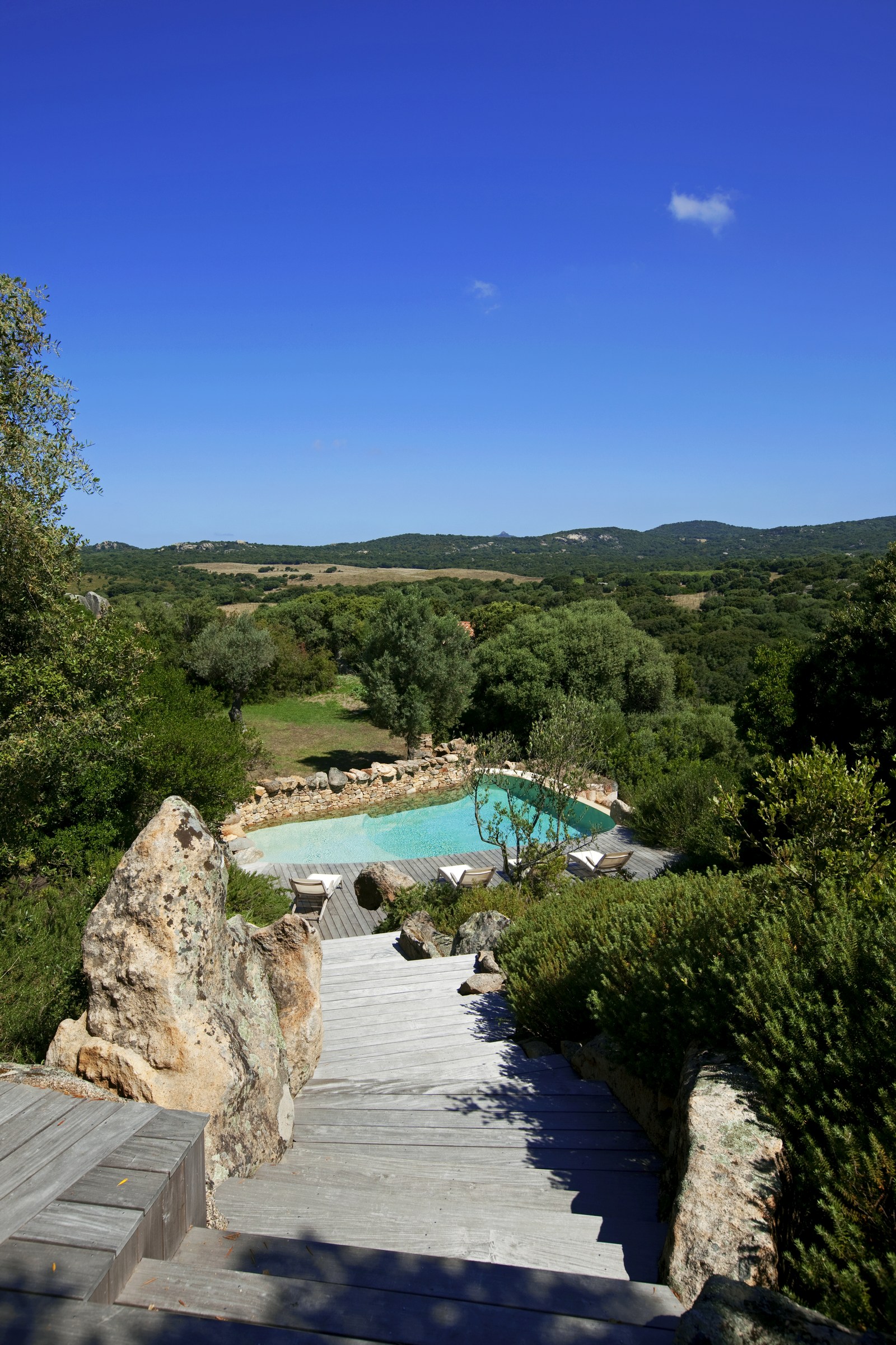 swimming pool seen from Nivara, Corsica