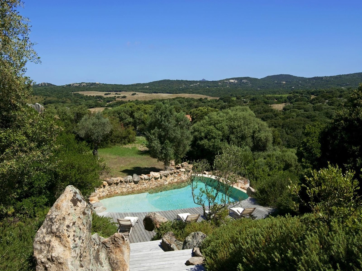 swimming pool seen from Nivara, Corsica