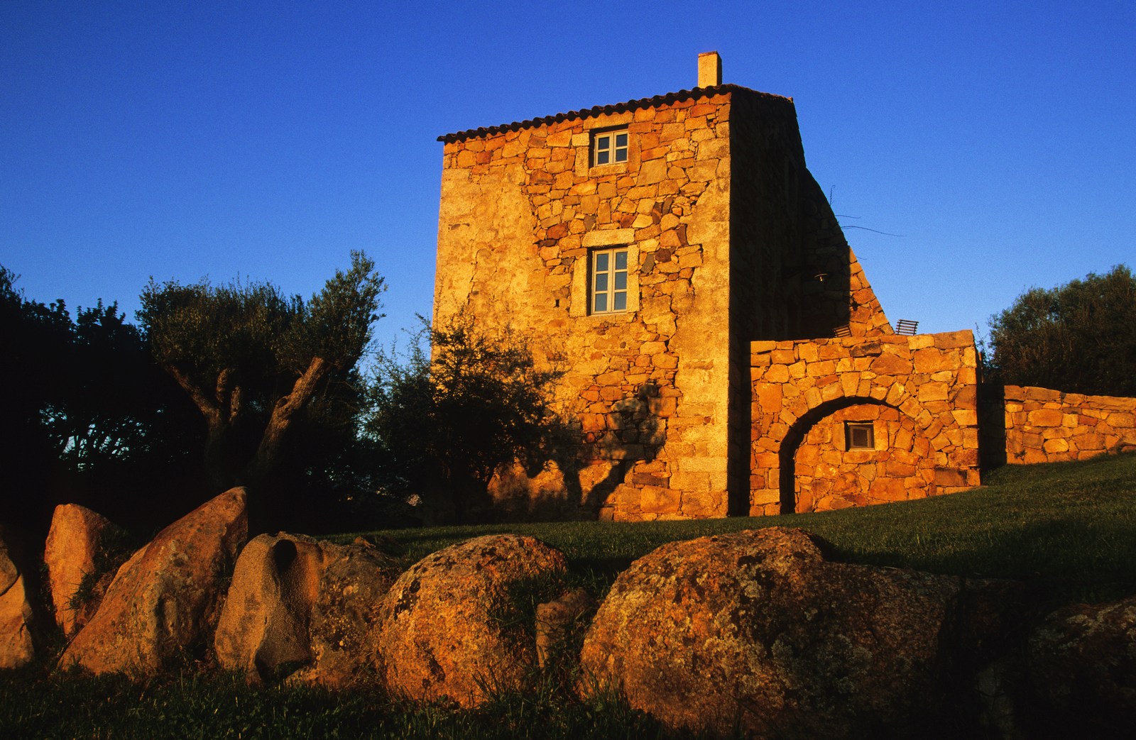 the sunset shining on Nivara, Corsica