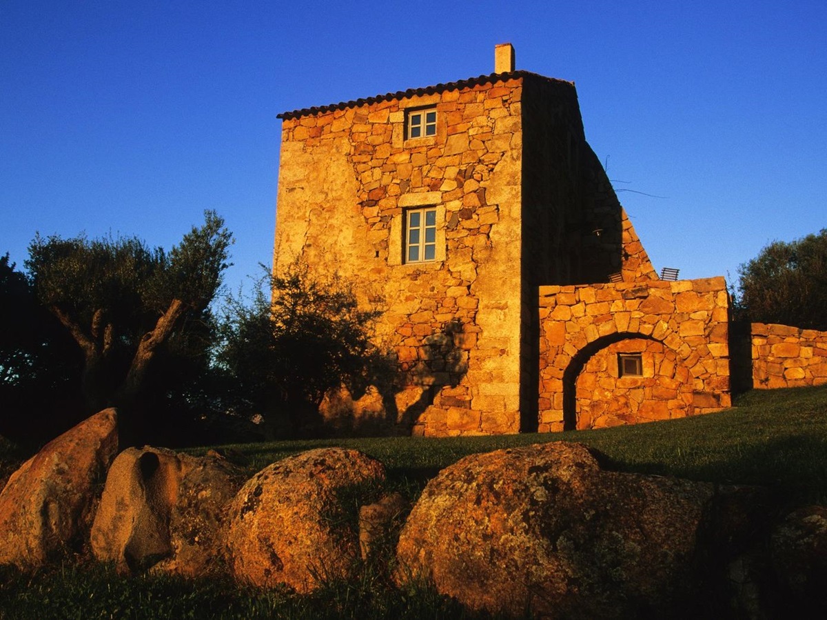 the sunset shining on Nivara, Corsica