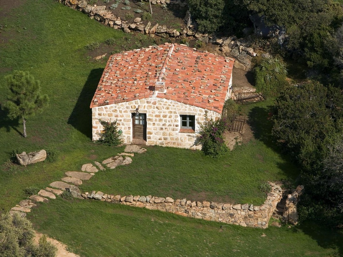 Aerial of exterior of Rosumarinu, Corsica