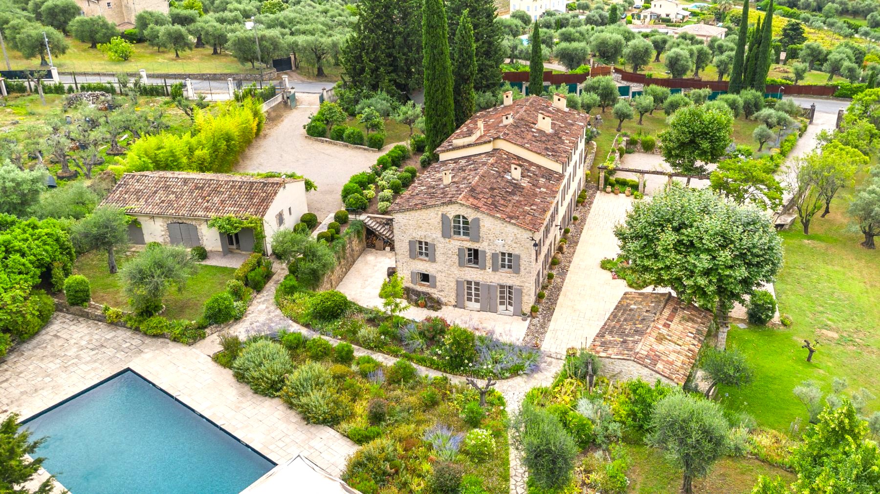 Aerial View of Bastide de Grasse in the Cote d'Azur