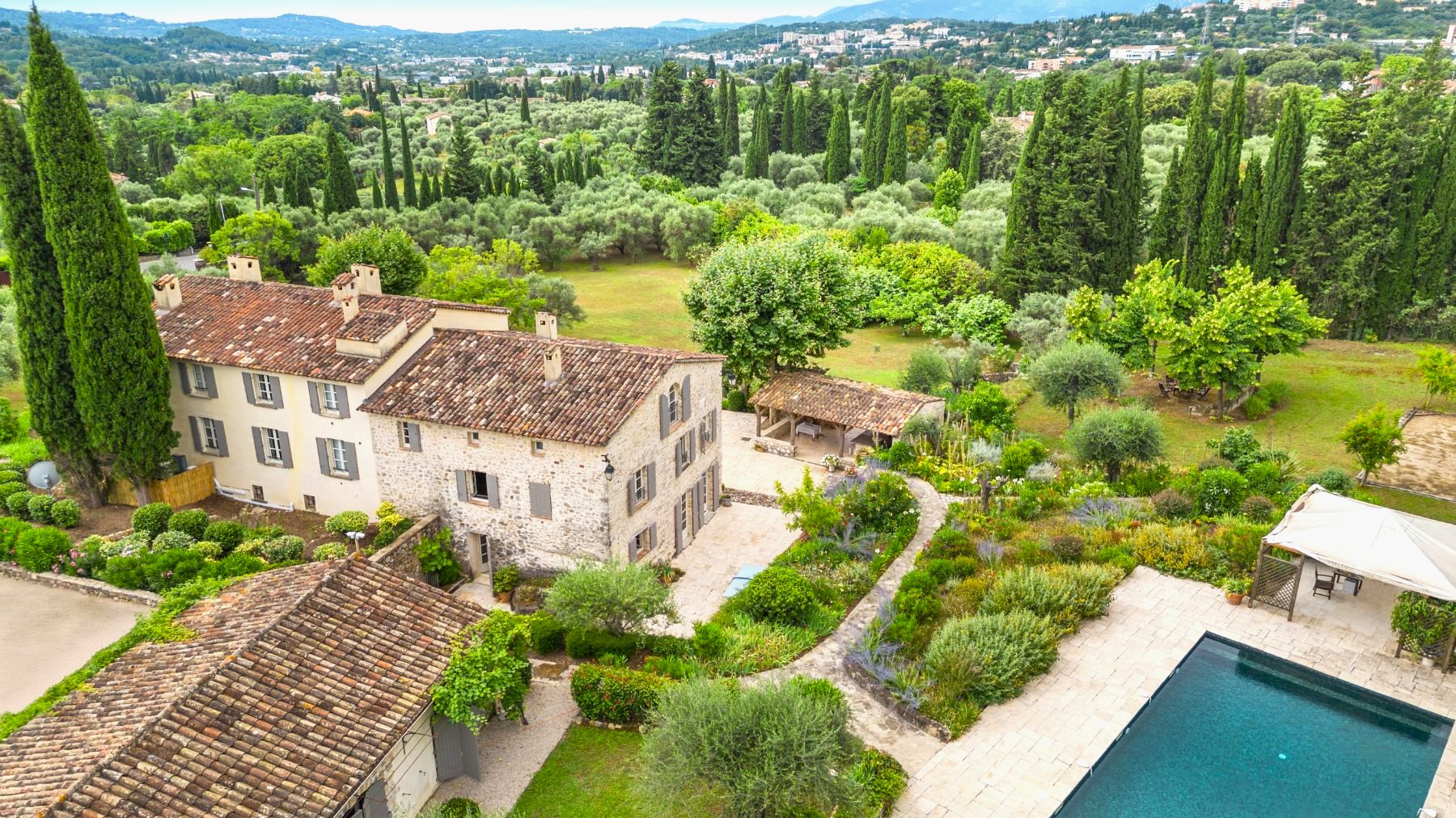 Aerial Shot and View from Bastide de Grasse in the Cote d'Azur