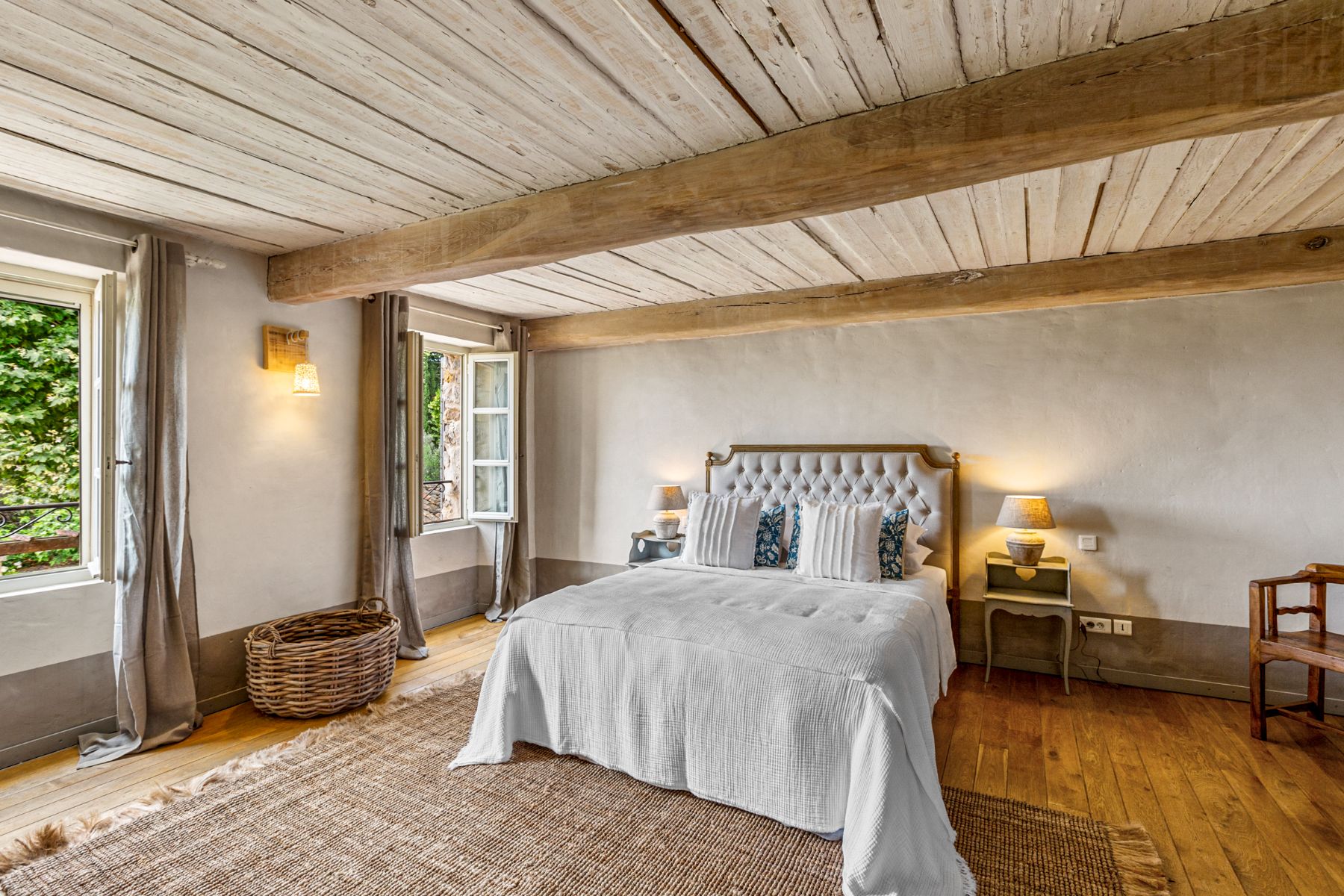 Fourth Bedroom with Wooden Ceiling Bastide de Grasse in the Cote d'Azur