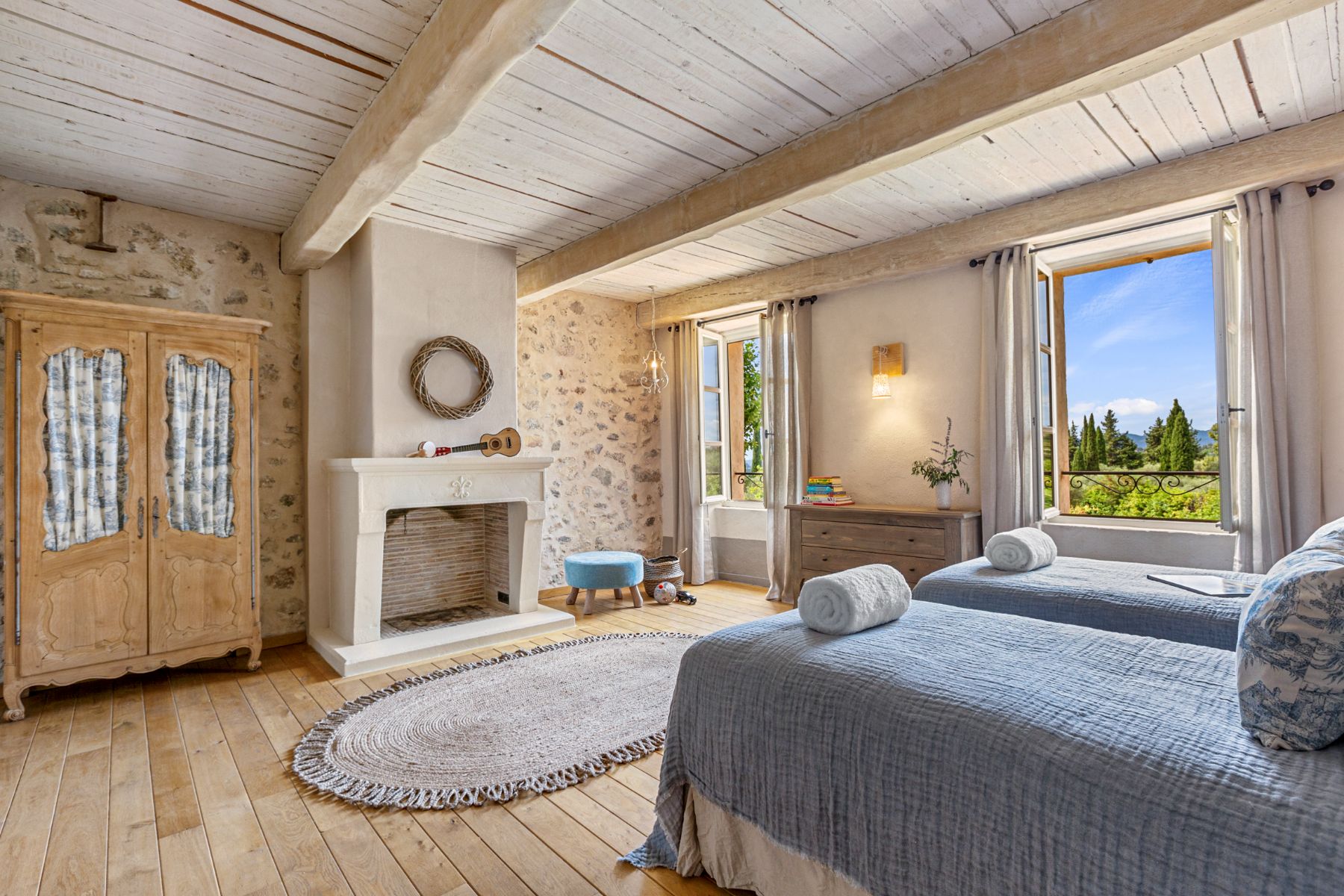 Twin Bedroom at Bastide de Grasse in the Cote d'Azur
