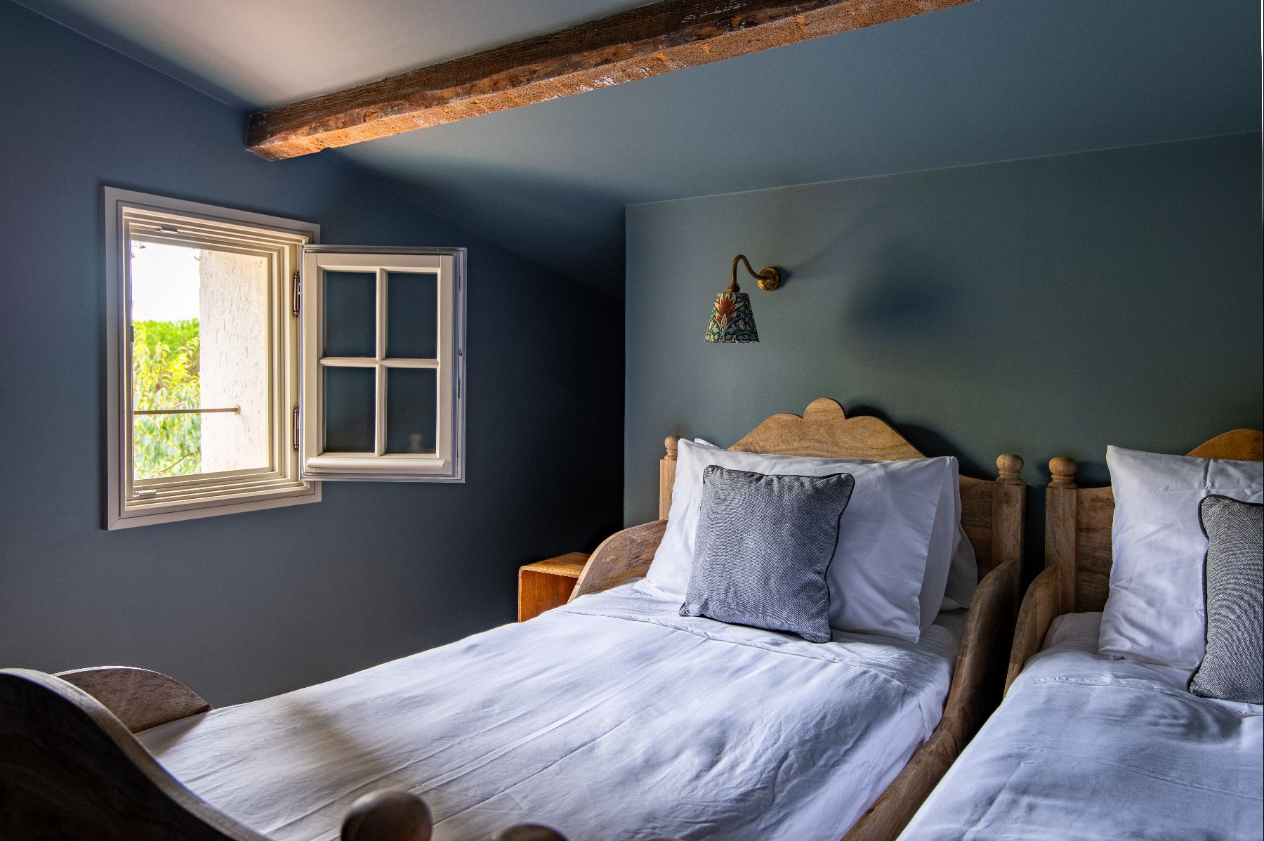 Twin beds at Bastide Notre Dame in Cote d'Azur, France