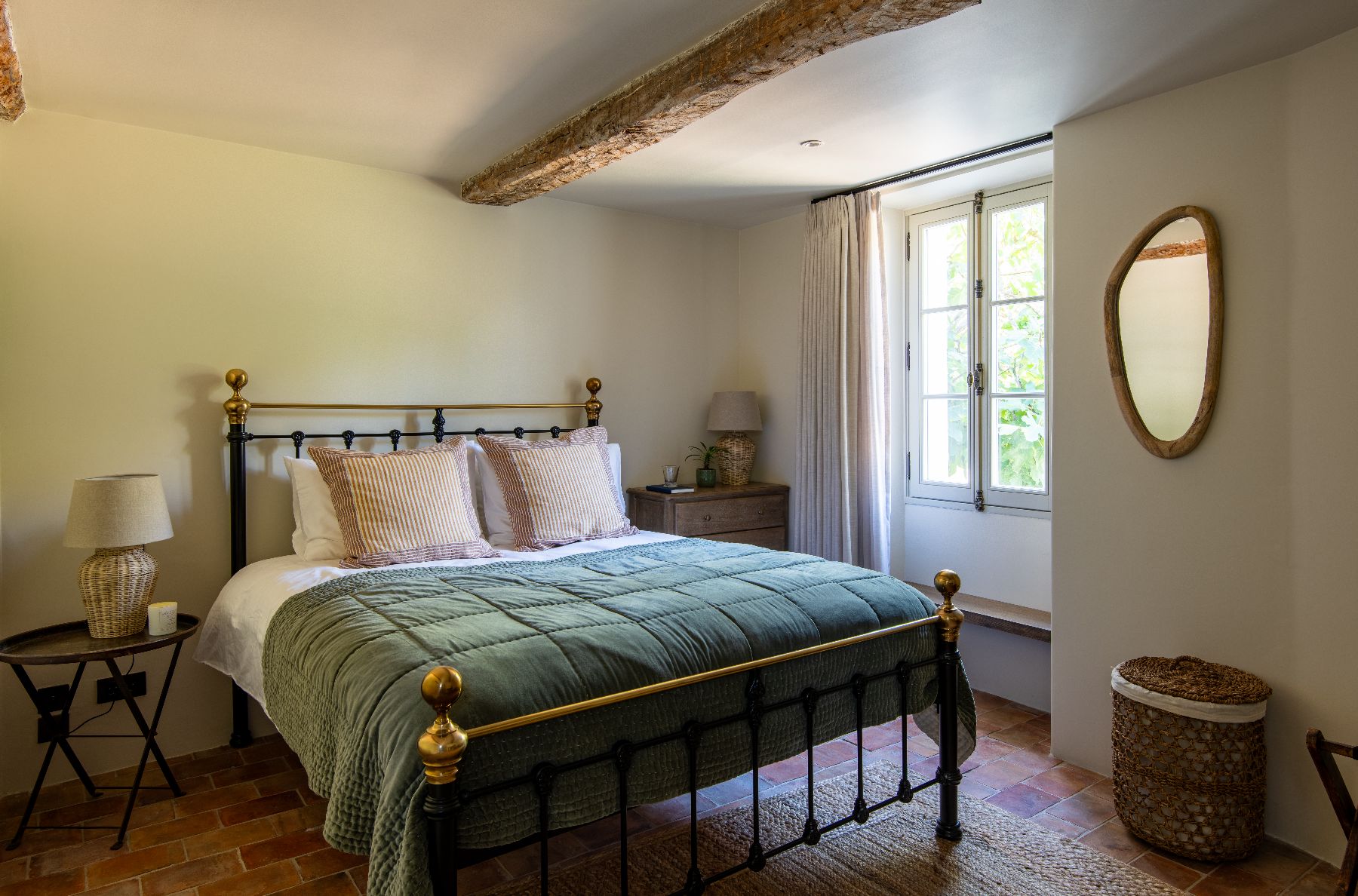 Queen bed at Bastide Notre Dame in Cote d'Azur, France
