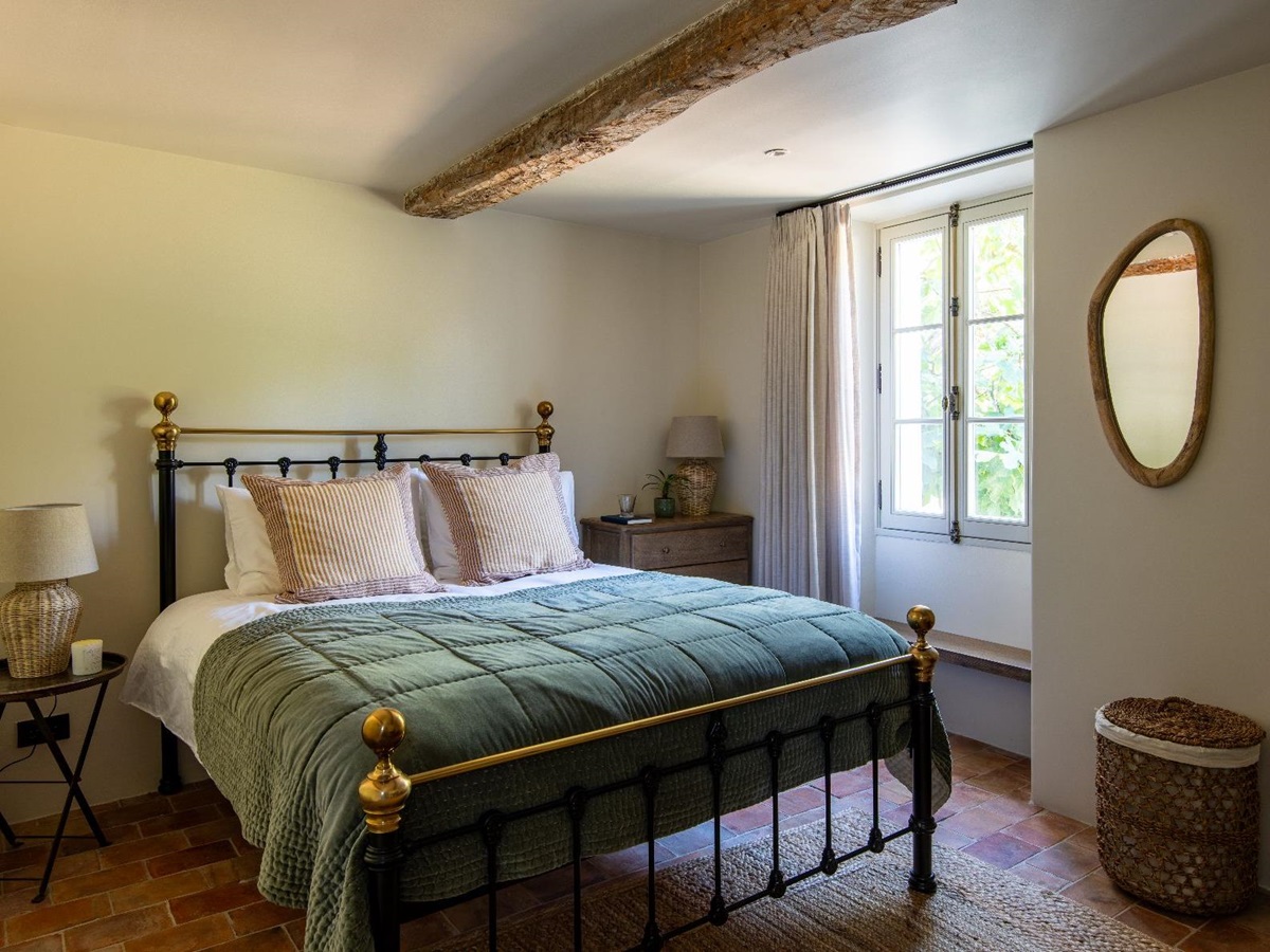 Queen bed at Bastide Notre Dame in Cote d'Azur, France