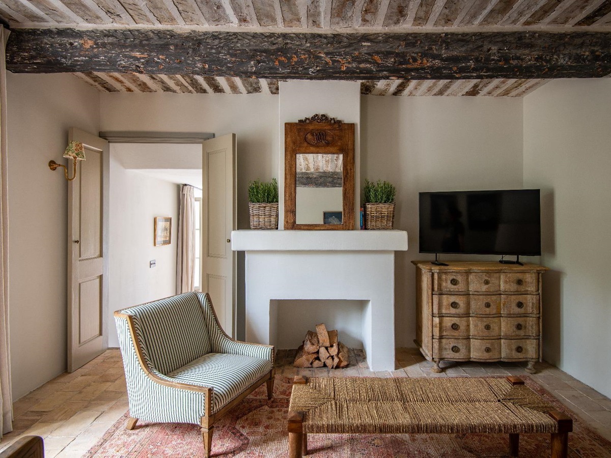 Private sitting room in master bedroom at Bastide Notre Dame in Cote d'Azur, France