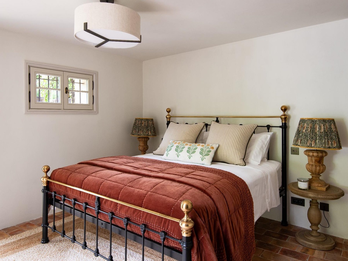 Master bedroom with queen bed at Bastide Notre Dame in Cote d'Azur, France