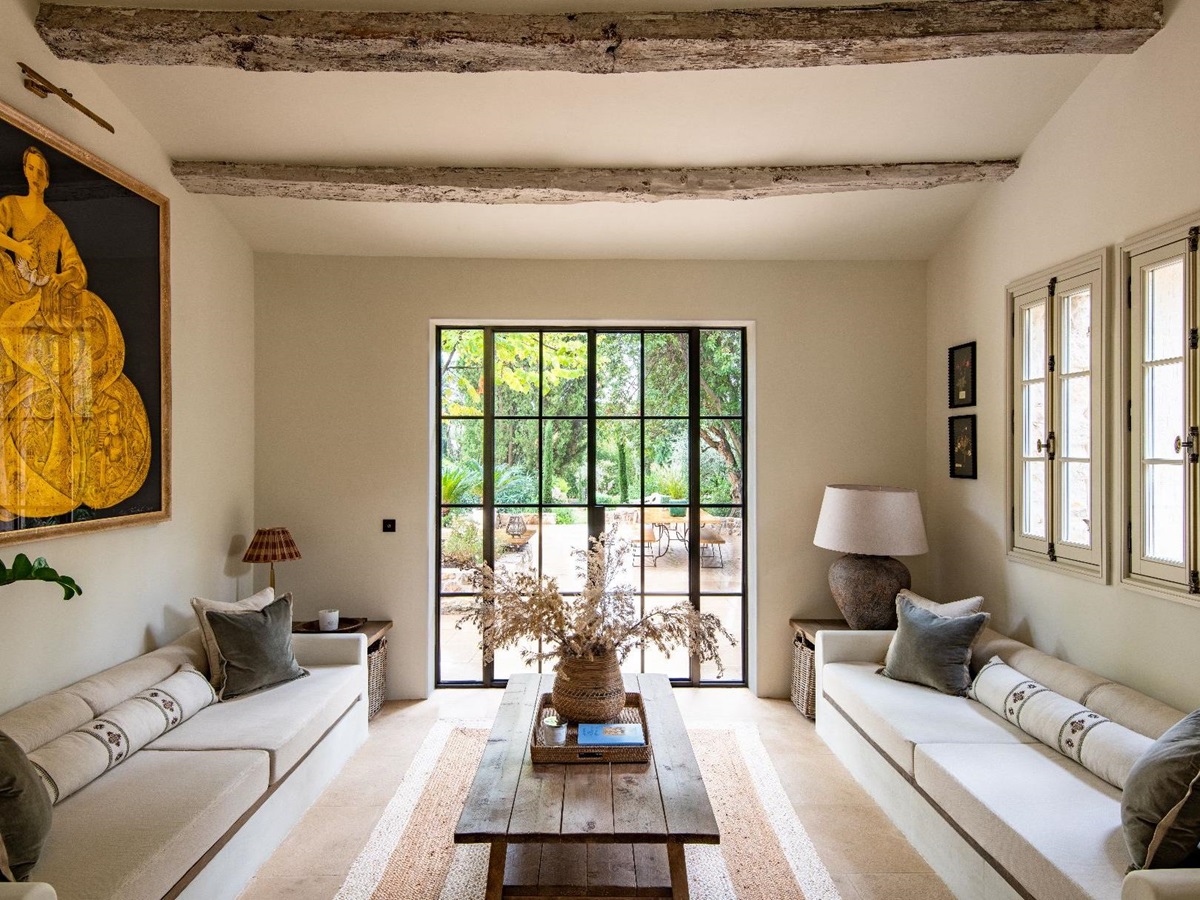 Living room at Bastide Notre Dame in Cote d'Azur, France