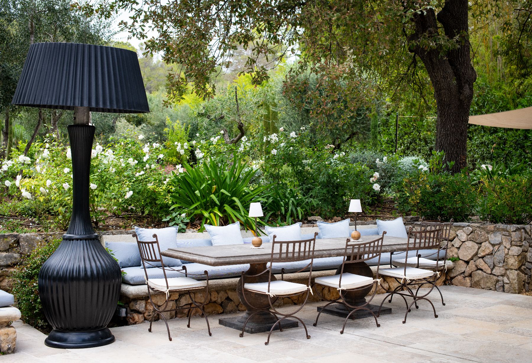 Outdoor dining at Bastide Notre Dame in Cote d'Azur, France