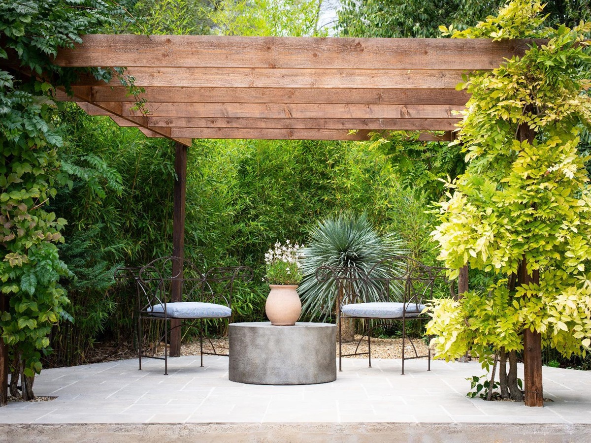 Outdoor seating at Bastide Notre Dame in Cote d'Azur, France