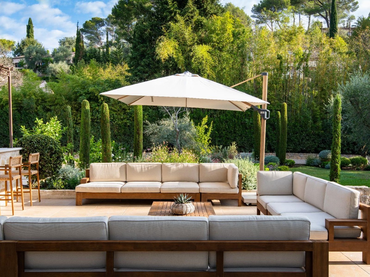 Outdoor seating at Bastide Notre Dame in Cote d'Azur, France