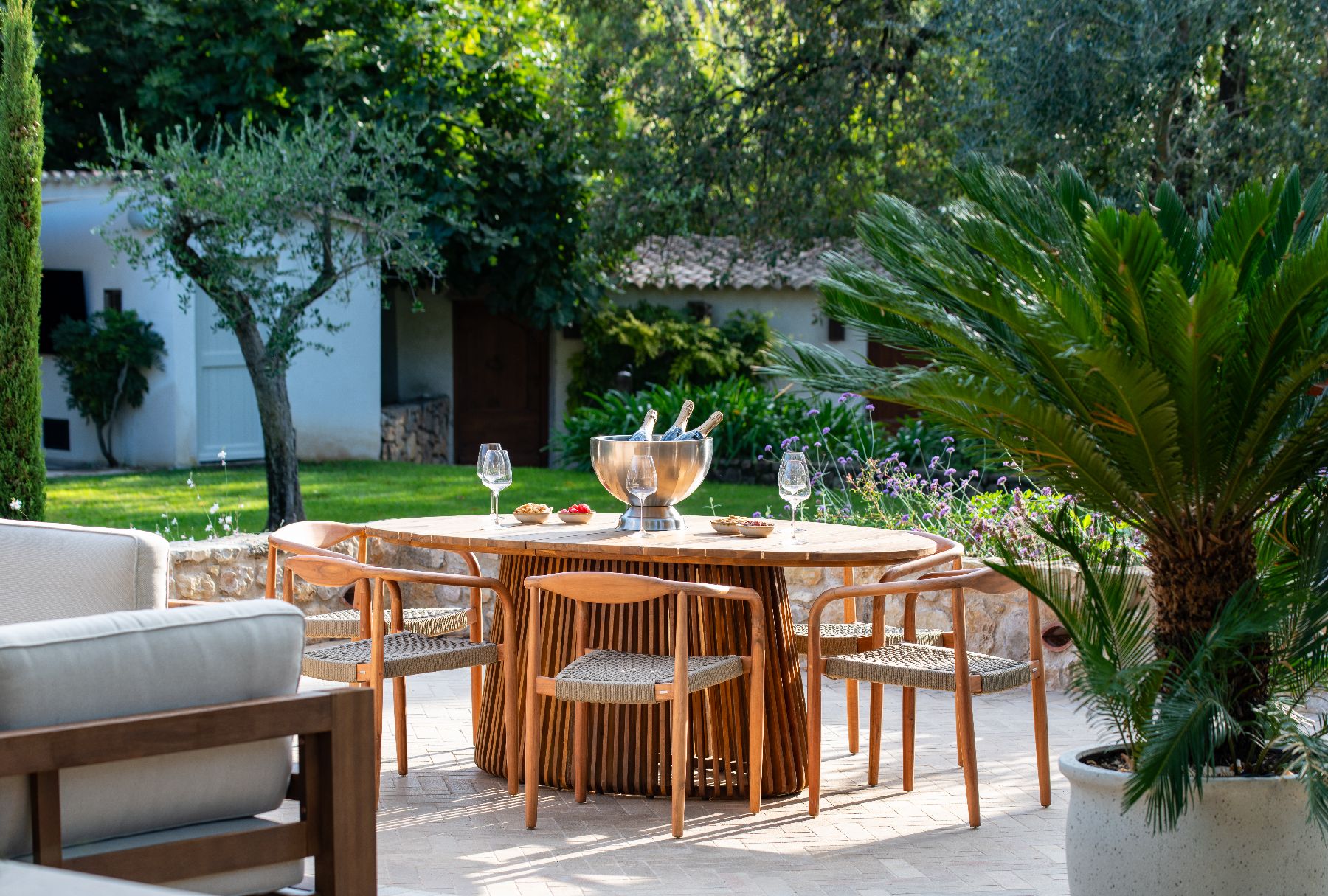 Outdoor dining at Bastide Notre Dame in Cote d'Azur, France
