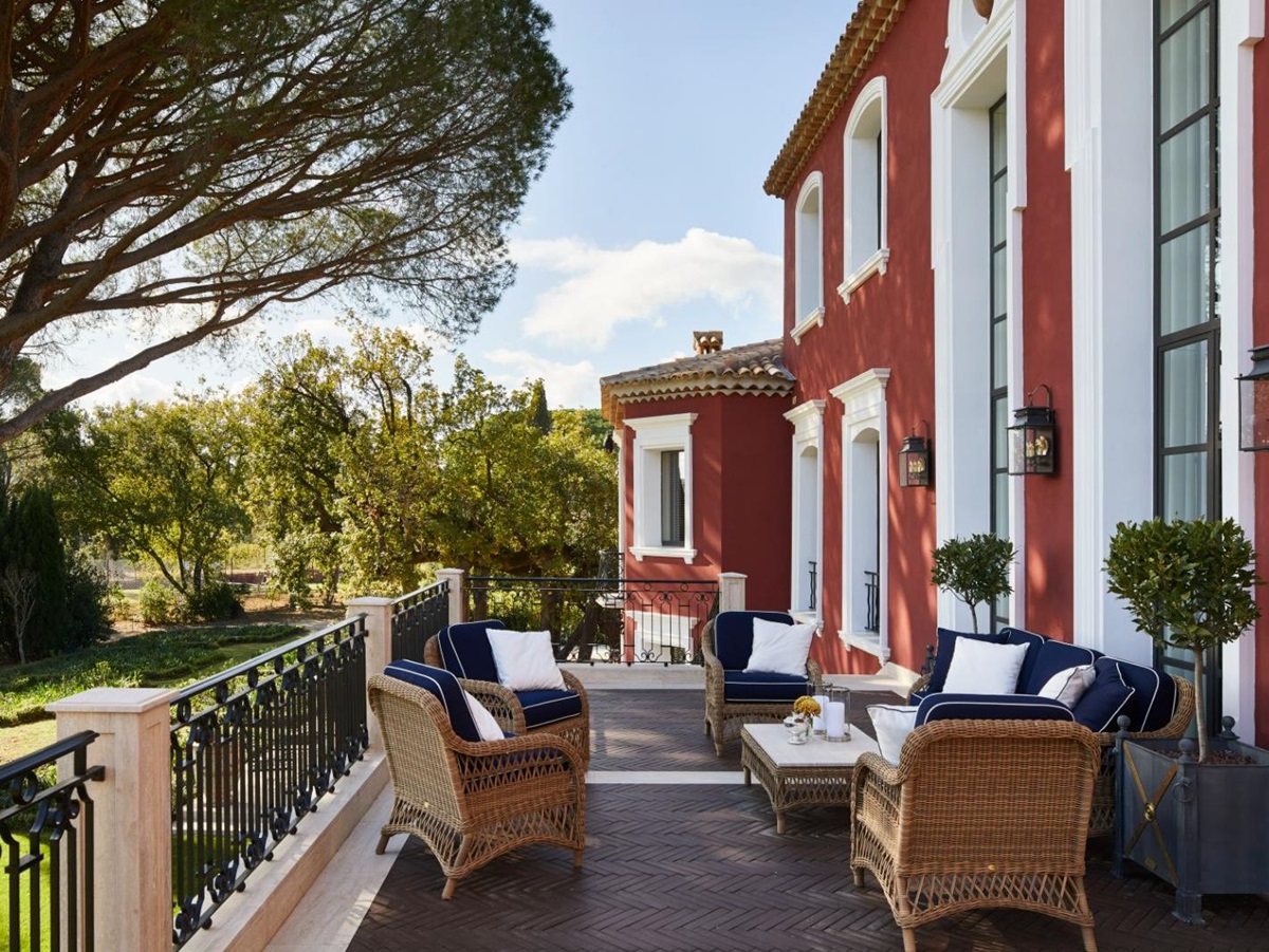 Outdoor Seating at Chateau Grimaud in the Cote d'Azur