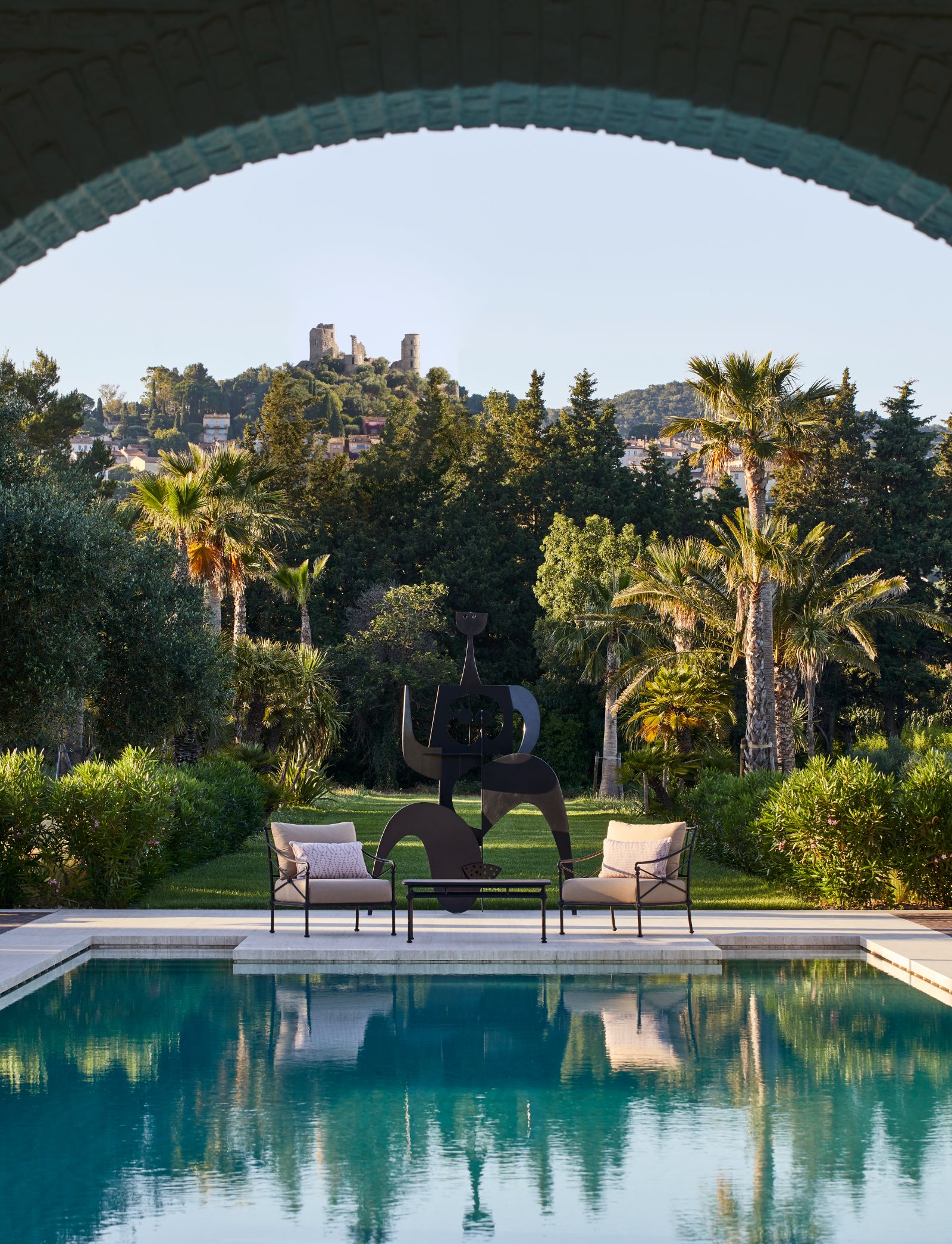 Pool View at Chateau Grimaud in the Cote d'Azur
