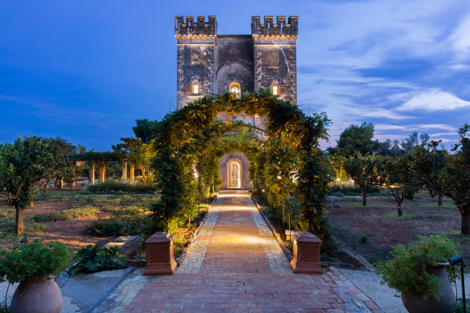 Tower in the Evening at Le Grand Jardin in the Cote d'Azur