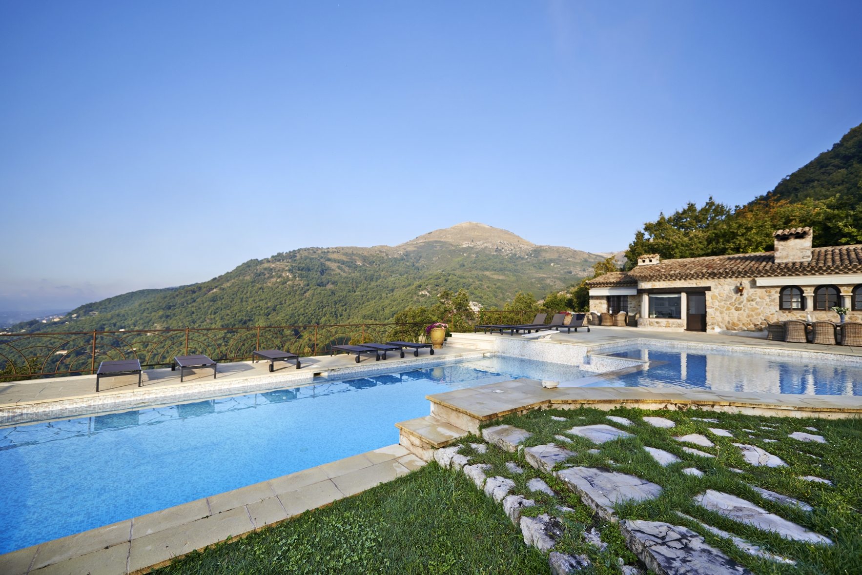 swimming pool and view from Les Hauts de Vence, Cote dAzur