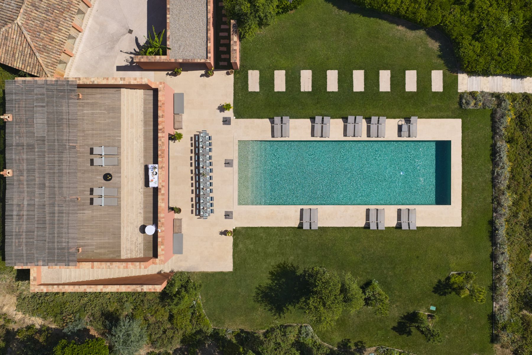 Aerial shot of pool at Les Vallons in Cote D'Azur, France