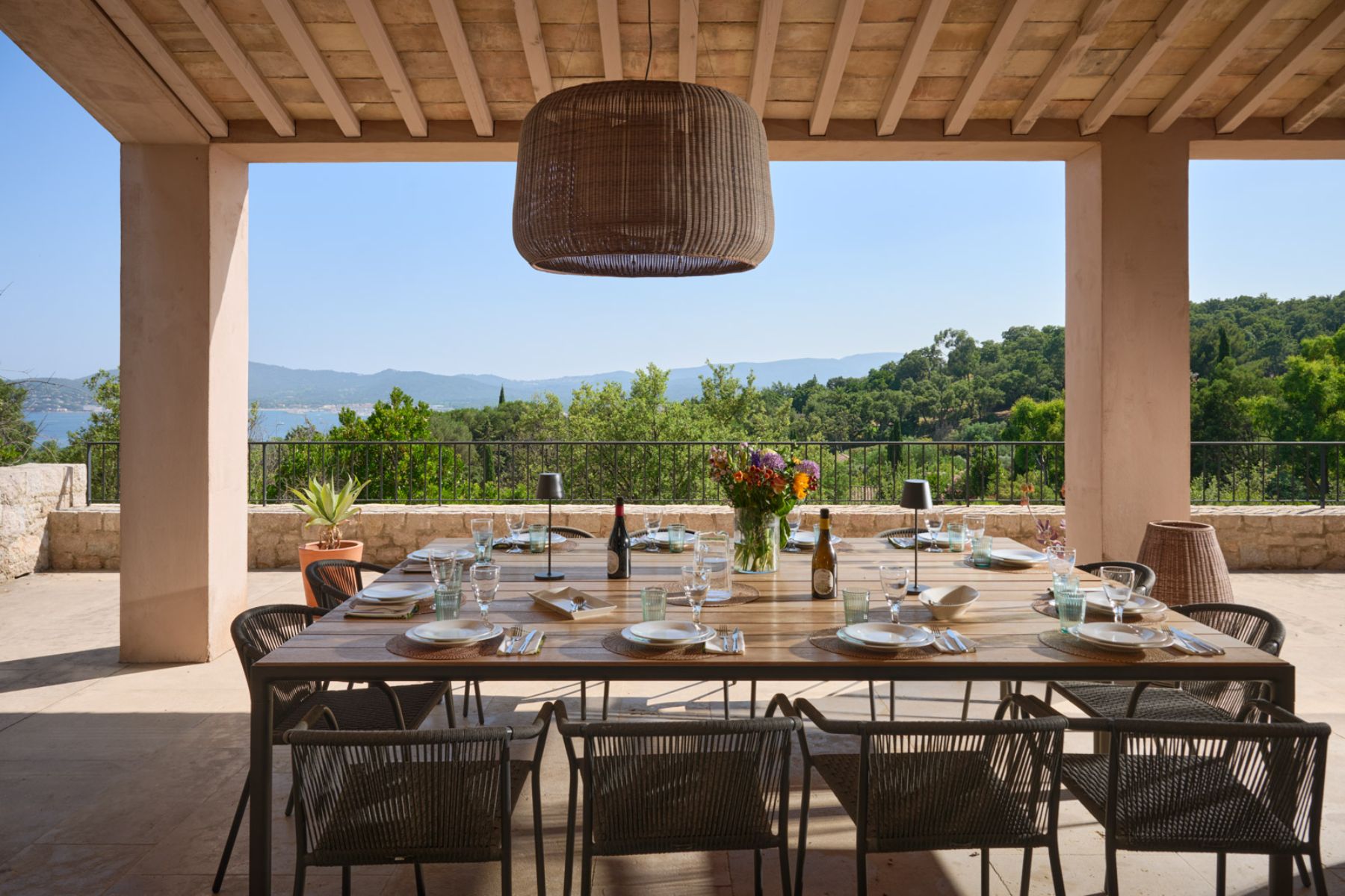 Outdoor dining at Les Vallons in Cote D'Azur, France