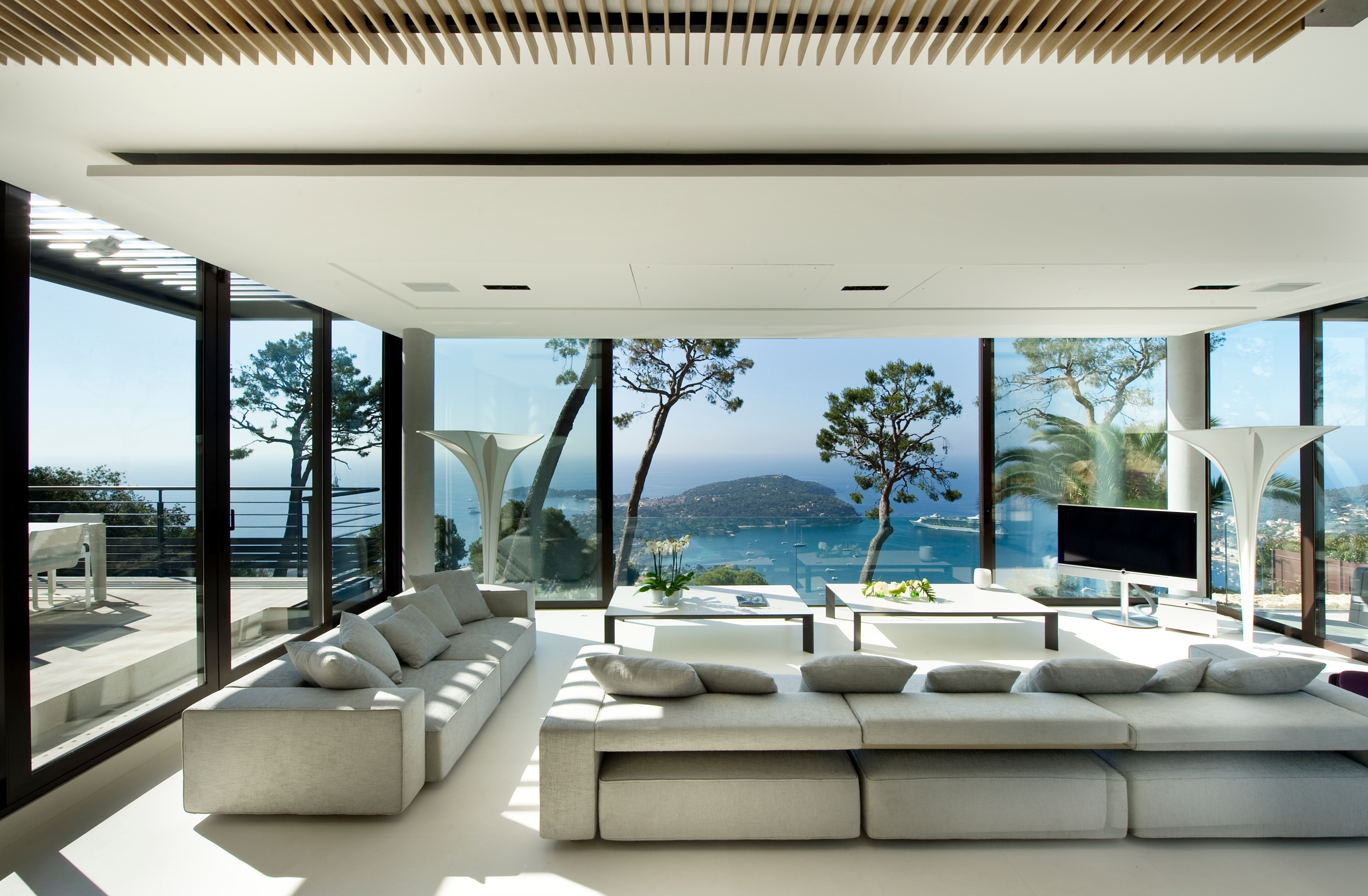 Seating area and view from Villa Bayview, Cote dAzur