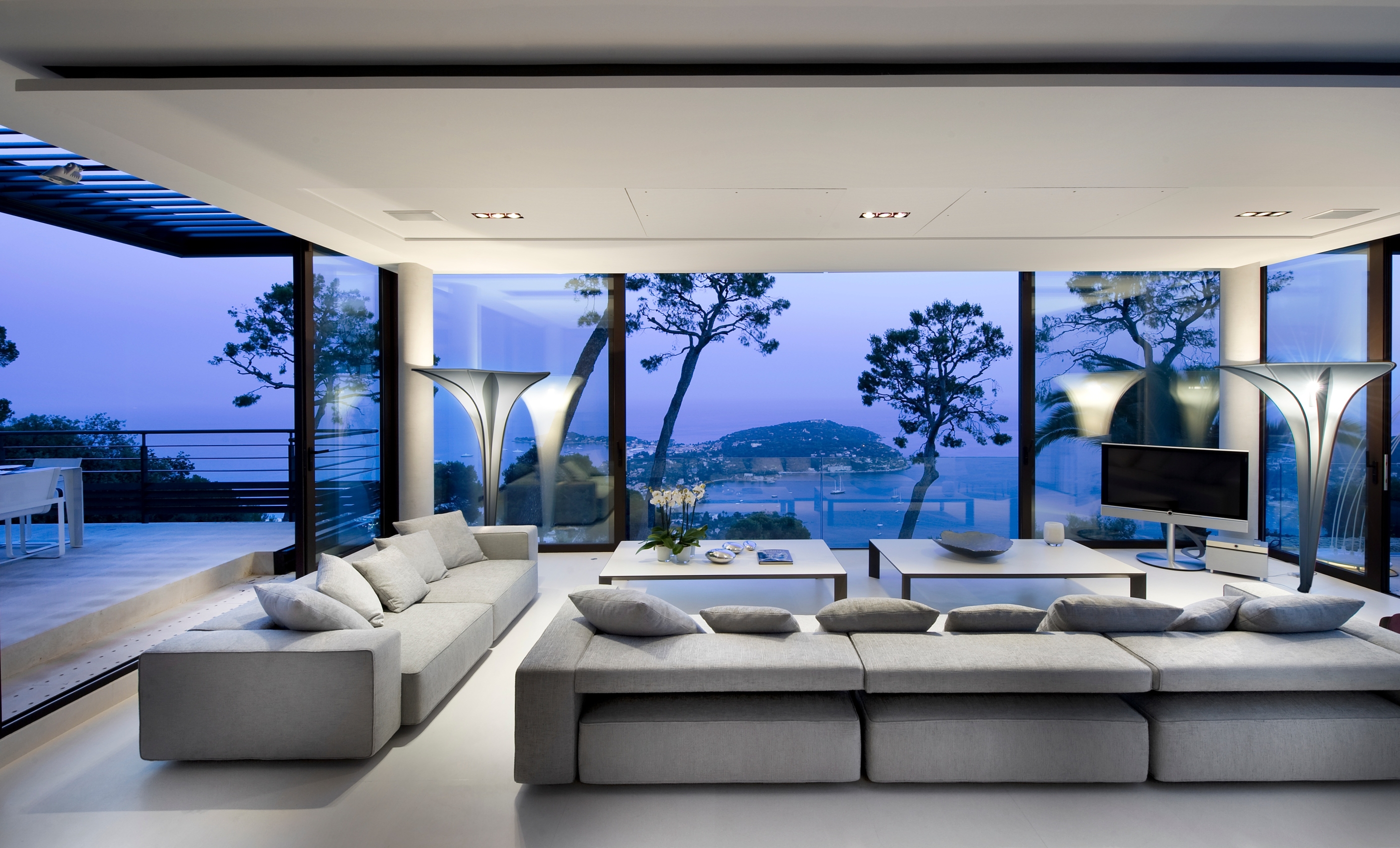 Seating area with view from Villa Bayview, Cote dAzur