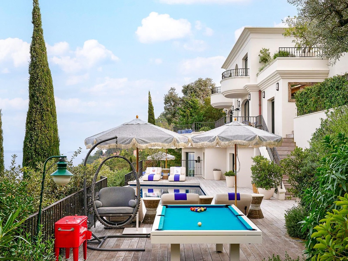 Exterior with pool table, pool and BBQ at Villa Calade in Cote d'Azur, France